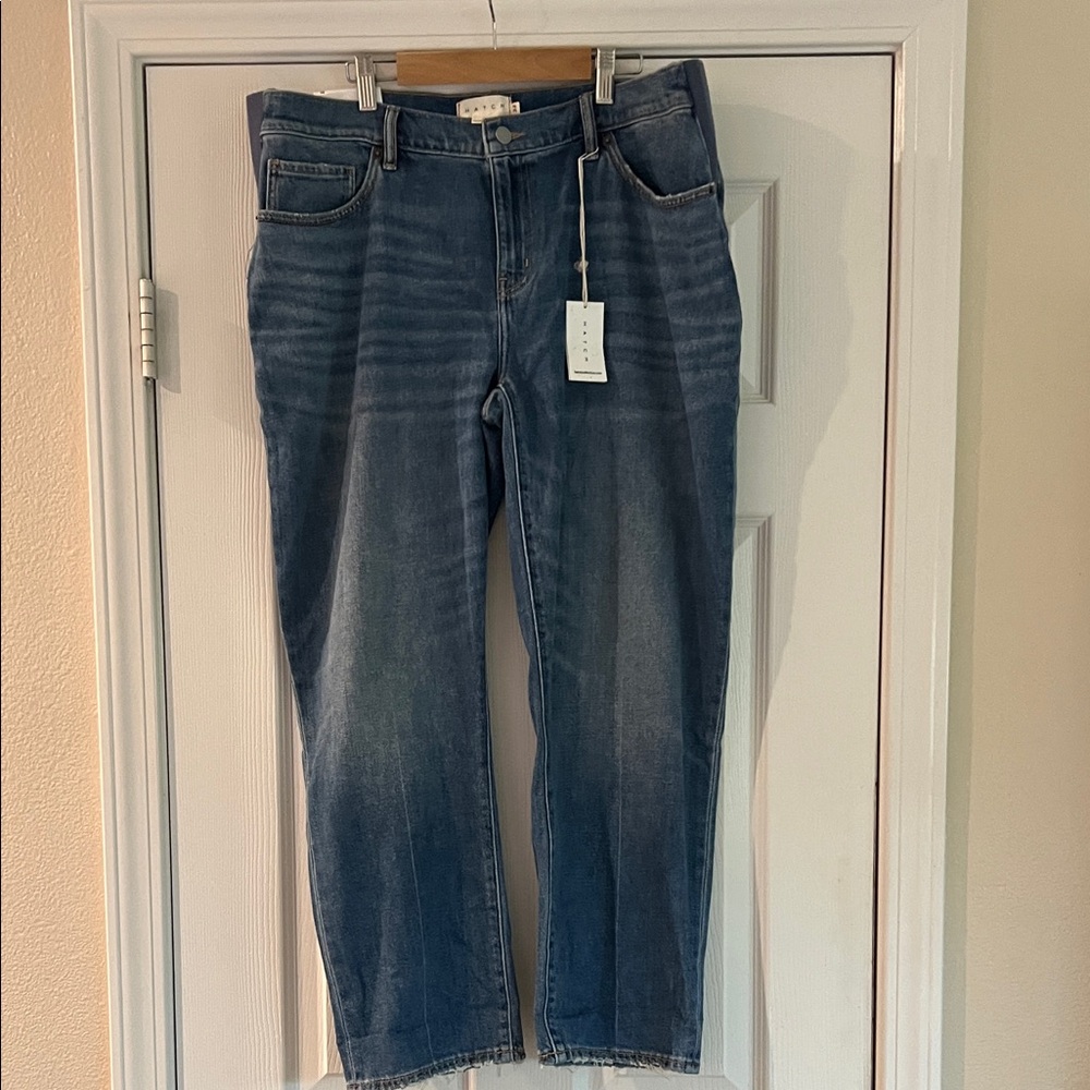 Hatch Women's Blue Boyfriend Jeans maternity
